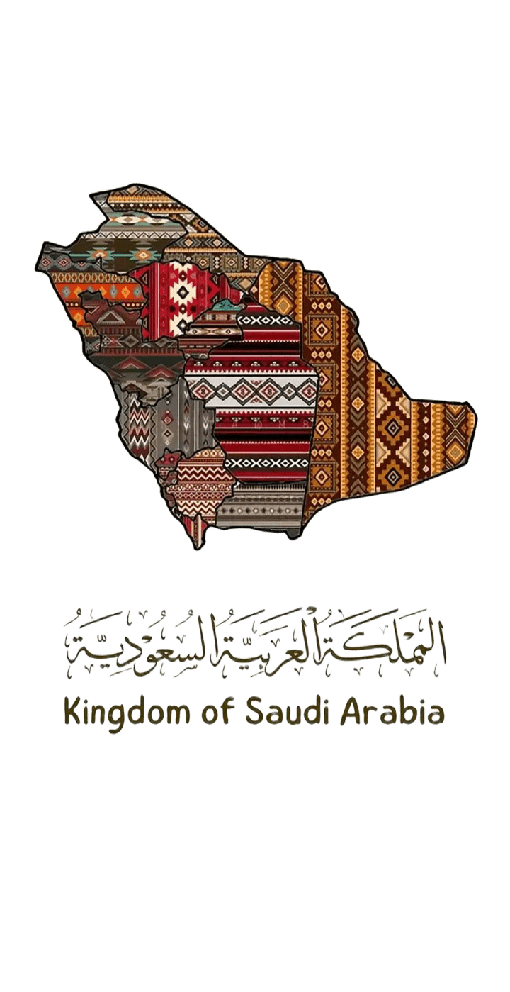 خريطة المملكة العربية السعودية بالأنماط التراثية والحرف التقليدية